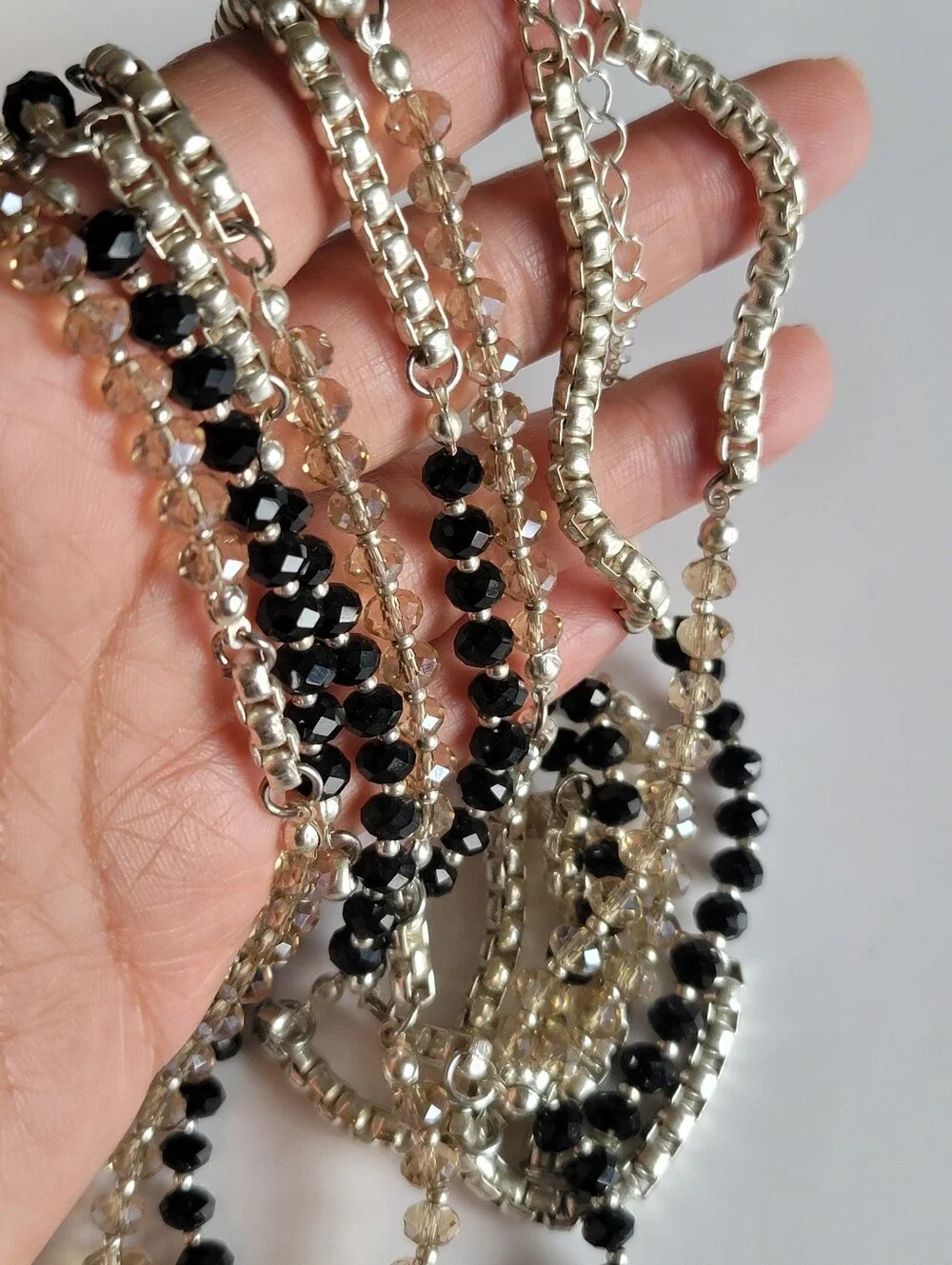 White House Black Market, Faceted Glass & Silvertone 2 Necklaces, Convertible